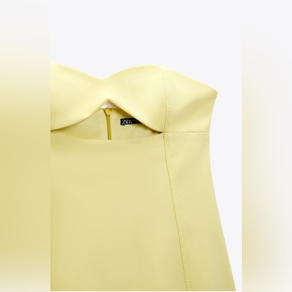 NWT Luxury Spring Summer Party Minimalist Zara Yellow Strapless Cutout Dress - Picture 8 of 12